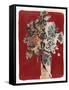 Bouquet Red Background-Maria Pietri Lalor-Framed Stretched Canvas