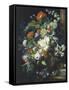 Bouquets of Flowers on a Black Background-Jan van Huysum-Framed Stretched Canvas