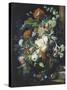 Bouquets of Flowers on a Black Background-Jan van Huysum-Stretched Canvas
