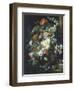 Bouquets of Flowers on a Black Background-Jan van Huysum-Framed Giclee Print