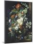 Bouquets of Flowers on a Black Background-Jan van Huysum-Mounted Giclee Print