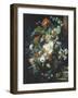 Bouquets of Flowers on a Black Background-Jan van Huysum-Framed Giclee Print