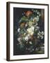 Bouquets of Flowers on a Black Background-Jan van Huysum-Framed Giclee Print