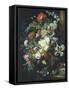 Bouquets of Flowers on a Black Background-Jan van Huysum-Framed Stretched Canvas