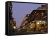 Bourbon Street in the Evening, New Orleans, Louisiana, USA-Charles Bowman-Framed Stretched Canvas