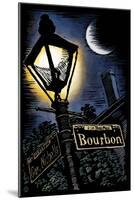 Bourbon Street - New Orleans, Louisiana - Scratchboard-Lantern Press-Mounted Art Print