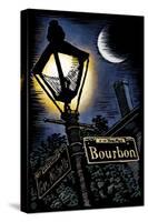 Bourbon Street - New Orleans, Louisiana - Scratchboard-Lantern Press-Stretched Canvas