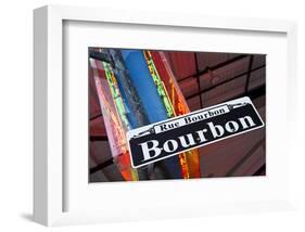 Bourbon Street Sign NewOrleans-null-Framed Art Print