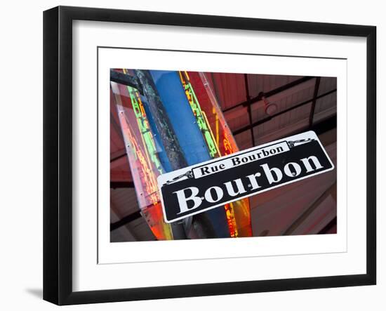 Bourbon Street Sign NewOrleans-null-Framed Art Print