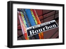 Bourbon Street Sign NewOrleans-null-Framed Art Print