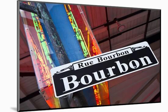 Bourbon Street Sign NewOrleans-null-Mounted Art Print