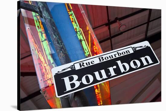 Bourbon Street Sign NewOrleans-null-Stretched Canvas