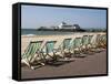 Bournemouth East Beach, Deck Chairs and Pier, Dorset, England, United Kingdom, Europe-Rainford Roy-Framed Stretched Canvas
