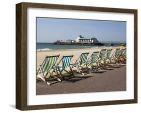 Bournemouth East Beach, Deck Chairs and Pier, Dorset, England, United Kingdom, Europe-Rainford Roy-Framed Photographic Print