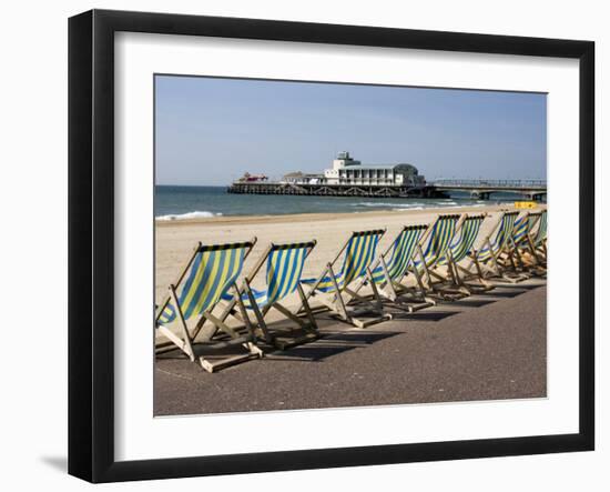 Bournemouth East Beach, Deck Chairs and Pier, Dorset, England, United Kingdom, Europe-Rainford Roy-Framed Photographic Print