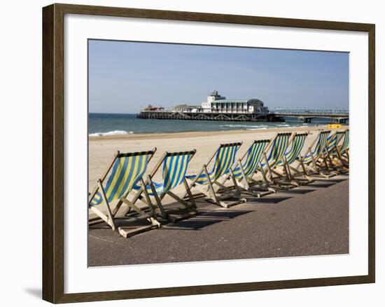 Bournemouth East Beach, Deck Chairs and Pier, Dorset, England, United Kingdom, Europe-Rainford Roy-Framed Photographic Print