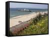 Bournemouth Pier and Beach, Poole Bay, Dorset, England, United Kingdom, Europe-Rainford Roy-Framed Stretched Canvas