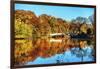 Bow Bridge Fall Scenic, Central Park, New York City-George Oze-Framed Photographic Print