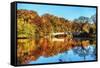 Bow Bridge Fall Scenic, Central Park, New York City-George Oze-Framed Stretched Canvas