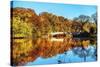 Bow Bridge Fall Scenic, Central Park, New York City-George Oze-Stretched Canvas