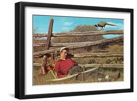 Bow Hunter Sleeping by Pheasant-null-Framed Art Print