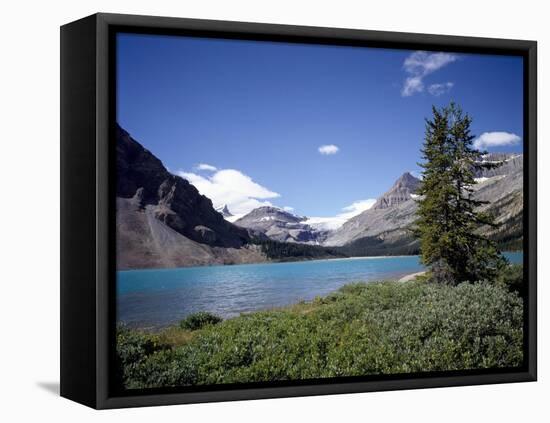 Bow Lake with Bow Glacier Behind, Icefields Parkway, Banff National Park, Alberta-Geoff Renner-Framed Stretched Canvas