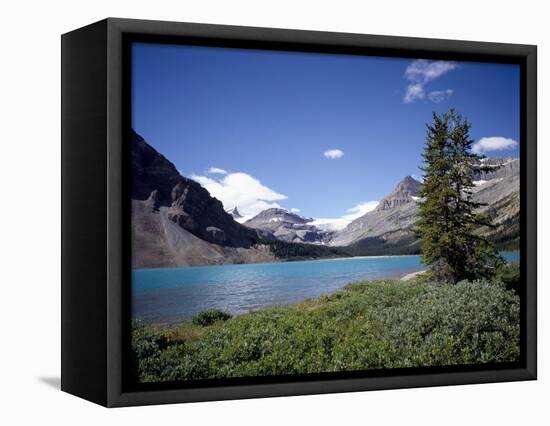 Bow Lake with Bow Glacier Behind, Icefields Parkway, Banff National Park, Alberta-Geoff Renner-Framed Stretched Canvas