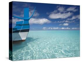 Bow of Boat in Shallow Water, Maldives, Indian Ocean-Papadopoulos Sakis-Stretched Canvas