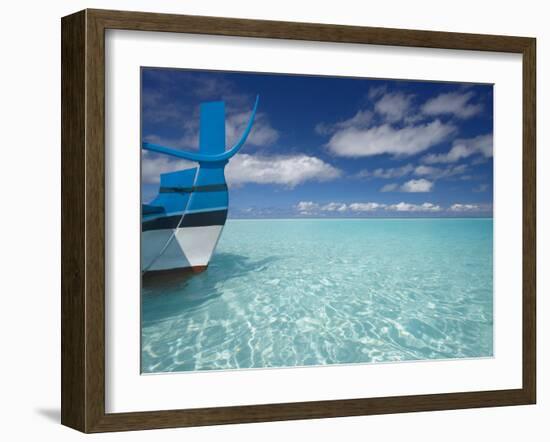 Bow of Boat in Shallow Water, Maldives, Indian Ocean-Papadopoulos Sakis-Framed Photographic Print