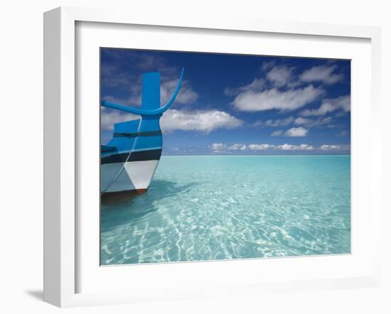 Bow of Boat in Shallow Water, Maldives, Indian Ocean-Papadopoulos Sakis-Framed Photographic Print