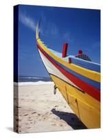 Bow of Fishing Boat, Silver Coast, Mira, Coimbra District, Portugal-Walter Bibikow-Stretched Canvas