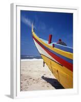 Bow of Fishing Boat, Silver Coast, Mira, Coimbra District, Portugal-Walter Bibikow-Framed Premium Photographic Print