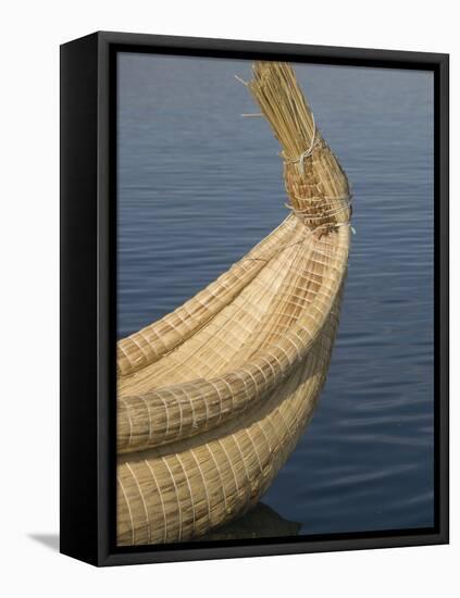 Bow of Reed Boat, Uros Islands, Floating Islands, Lake Titicaca, Peru-Merrill Images-Framed Stretched Canvas