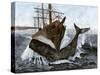 Bow of the Ship "Essex" Striking a Whale-null-Stretched Canvas