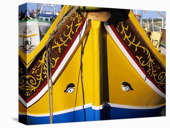 Bow of Traditional Maltese Luzzu Fishing Boat with the Eye of Osiris, Malta, Mediterranean, Europe-Stuart Black-Stretched Canvas