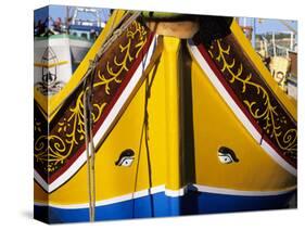 Bow of Traditional Maltese Luzzu Fishing Boat with the Eye of Osiris, Malta, Mediterranean, Europe-Stuart Black-Stretched Canvas