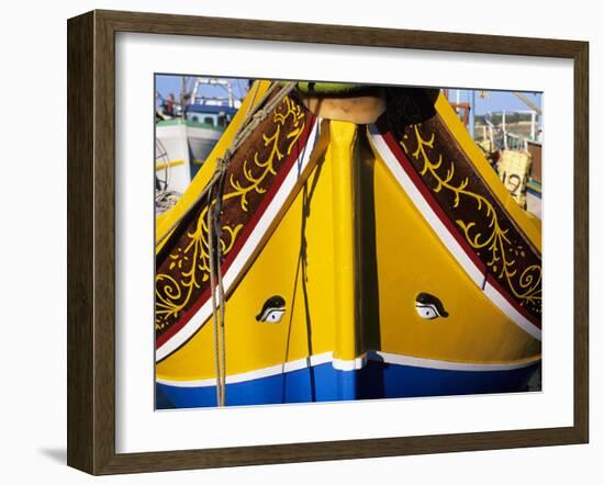 Bow of Traditional Maltese Luzzu Fishing Boat with the Eye of Osiris, Malta, Mediterranean, Europe-Stuart Black-Framed Photographic Print