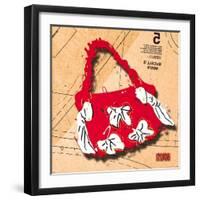 Bow Purse White on Red-Roderick E. Stevens-Framed Giclee Print