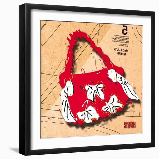 Bow Purse White on Red-Roderick E. Stevens-Framed Giclee Print