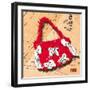 Bow Purse White on Red-Roderick E. Stevens-Framed Giclee Print