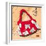 Bow Purse White on Red-Roderick E. Stevens-Framed Giclee Print