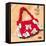 Bow Purse White on Red-Roderick E. Stevens-Framed Stretched Canvas