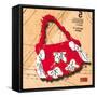 Bow Purse White on Red-Roderick E. Stevens-Framed Stretched Canvas