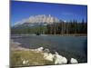 Bow River with Trees and Castle Mountain Beyond in the Banff National Park, Alberta, Canada-Hans Peter Merten-Mounted Photographic Print