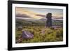 Bowerman's Nose rock formation at sunset, near Manaton, Dartmoor National Park, Devon, England-Stuart Black-Framed Photographic Print