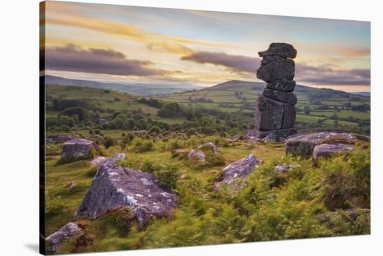 Bowerman's Nose rock formation at sunset, near Manaton, Dartmoor National Park, Devon, England-Stuart Black-Stretched Canvas