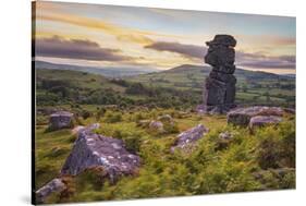 Bowerman's Nose rock formation at sunset, near Manaton, Dartmoor National Park, Devon, England-Stuart Black-Stretched Canvas