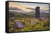 Bowerman's Nose rock formation at sunset, near Manaton, Dartmoor National Park, Devon, England-Stuart Black-Framed Stretched Canvas