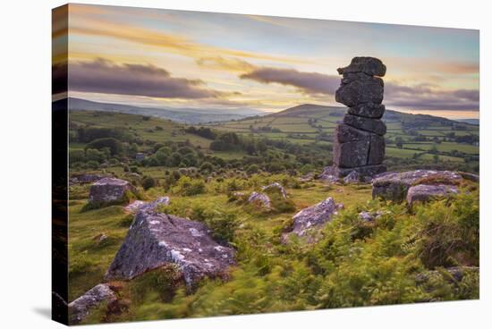 Bowerman's Nose rock formation at sunset, near Manaton, Dartmoor National Park, Devon, England-Stuart Black-Stretched Canvas