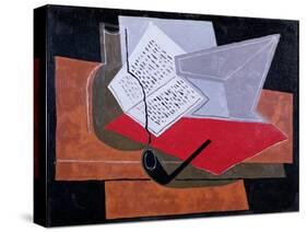 Bowl and Book-Juan Gris-Stretched Canvas